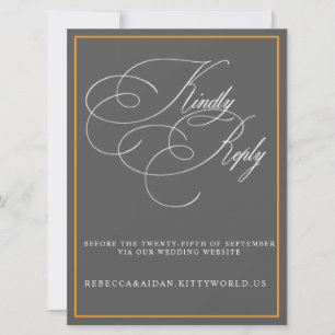 Modern Minimalist Black & White Wedding RSVP Card