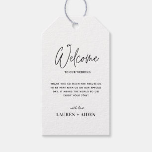 Modern Minimalist Black & white Wedding Welcome Gift Tags