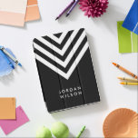 Modern Minimalist Black with White Chevron iPad Pro Cover<br><div class="desc">Modern minimalist black iPad pro cover featuring white chevron pattern that you can personalize with your name. Great as gifts for family and friends or for yourself. Personalize it by replacing the placeholder text. For more options such as to change the font and its size click the "Customize" button. *Please...</div>