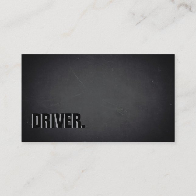 Modern Minimalist Blackboard DRIVER Professional Business Card (Front)