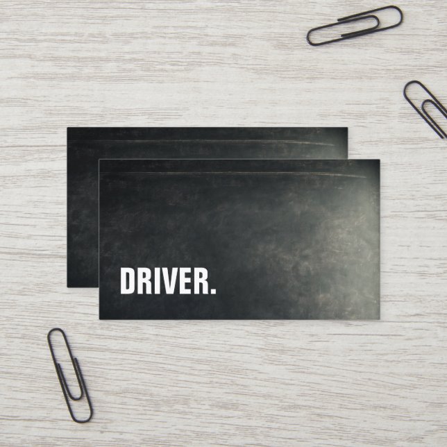 Modern Minimalist Blackboard DRIVER Professional Business Card (Front/Back In Situ)