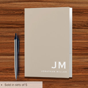 Modern Minimalist Block Monogram Pocket Folder
