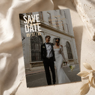 Modern Minimalist Block Typography Save the Date
