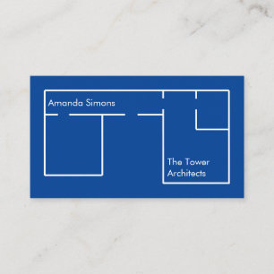 Modern Minimalist Blue Architect Business Card