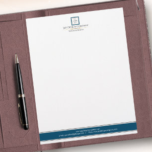 Modern Minimalist Blue Border Business Logo Letterhead