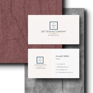 Modern Minimalist Blue Border Corporate Logo Business Card