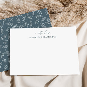 Modern Minimalist Blue Botanical Personalized Card
