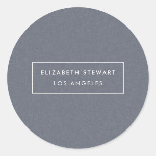 Modern Minimalist Blue Linen Ivory Envelope Seals