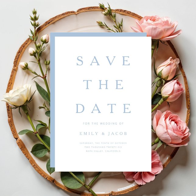 Modern Minimalist Blue Save The Date (Modern Minimalist Blue Save The Date)