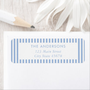 Modern Minimalist Blue Stripes Return Address