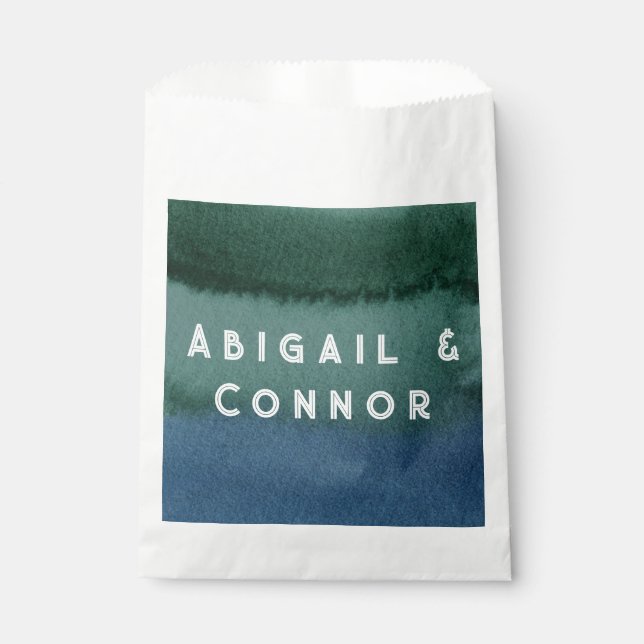 Modern Minimalist Blue Teal Favour Bag (Front)