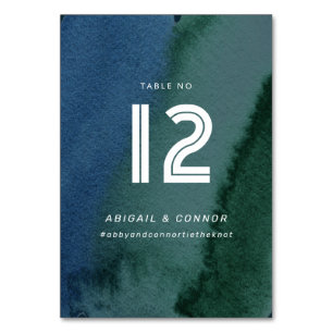 Modern Minimalist Blue Teal Table Number