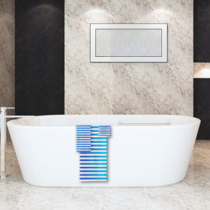 Modern Minimalist Blue Turquoise Ombre Stripes Bath Towel Set