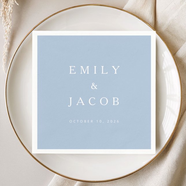 Modern Minimalist Blue Wedding Napkin (Modern Minimalist Blue Wedding Napkins)