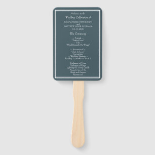 Modern Minimalist Blue Wedding Program Hand Fan