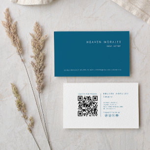 Modern Minimalist Blue White Social Worker Business Card