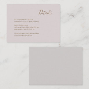 Modern Minimalist Blush Gold Wedding Hotel Detail Enclosure Card