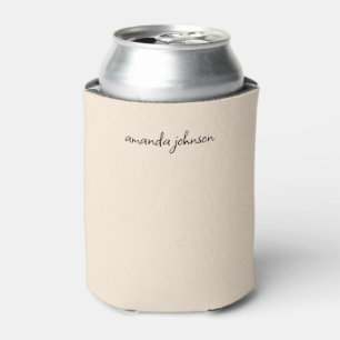 Modern Minimalist Blush Pink Cursive Monogram Can Cooler