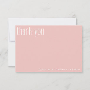 Modern Minimalist Blush Pink Custom Wedding Thank You Card
