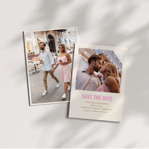 Modern Minimalist Blush Pink Gold Photo Wedding Save The Date