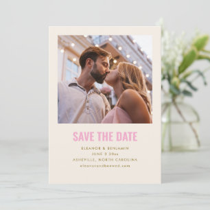 Modern Minimalist Blush Pink Gold Photo Wedding Save The Date