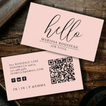 Modern Minimalist Blush Pink Hello QR Code