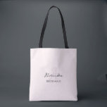 Modern Minimalist Blush Pink Monogram Bridesmaid Tote Bag<br><div class="desc">The perfect elegant accessory for a bridesmaid proposal or bachelorette! A simple stylish custom monogram design with a modern minimalist handwritten script typography in black on an elegant blush pink background. Personalize the pretty monogram in pink colour enhancing the elegance of design.</div>