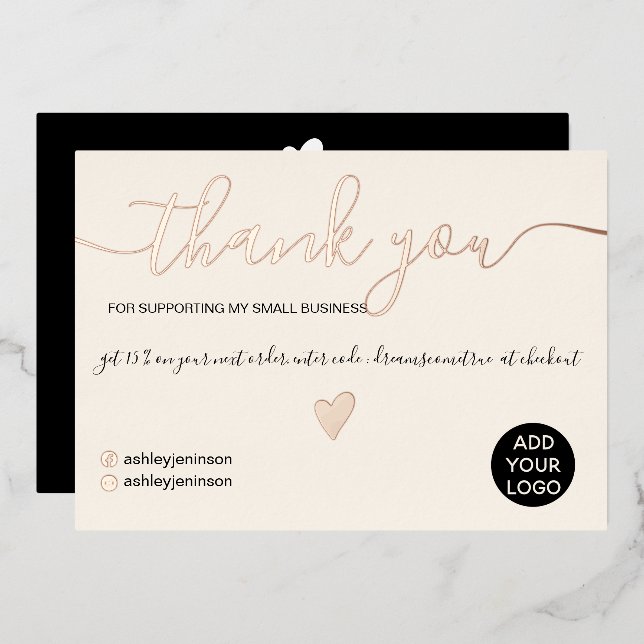 Modern minimalist blush pink order thank you (Front/Back)