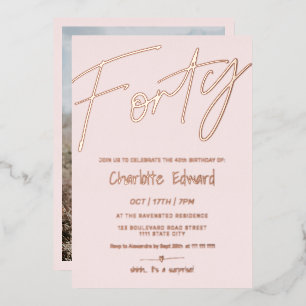 Modern minimalist blush pink photo surprise 40th