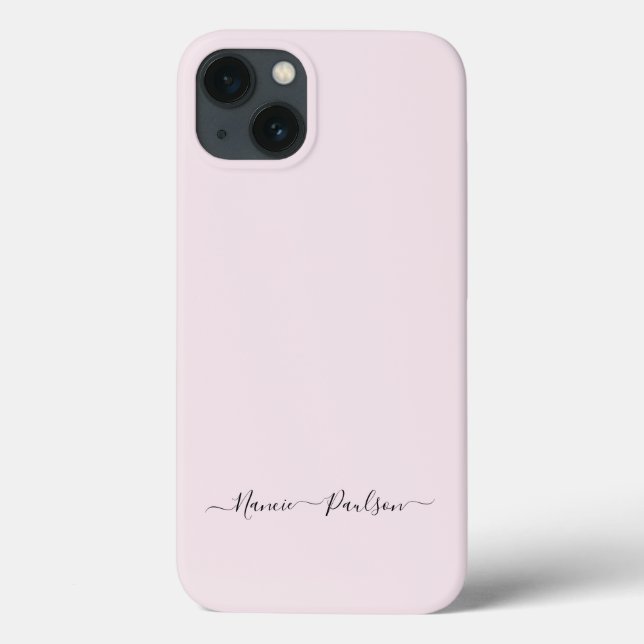 Modern Minimalist Blush Pink Script Custom Name Case-Mate iPhone Case (Back)