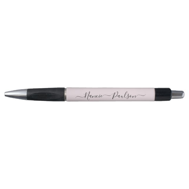 Modern Minimalist Blush Pink Script Custom Name Pen (Front)