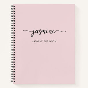 Modern Minimalist Blush Pink Script Monogram Name  Notebook