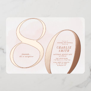Modern minimalist blush rose gold 80th birthday fo