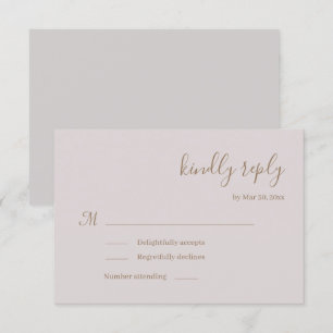 Modern Minimalist Blush Wedding RSVP Invitation