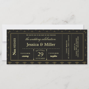Modern Minimalist Boarding Pass Wedding Invitation