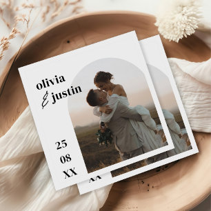 Modern Minimalist Boho Arch Photo Wedding Napkin