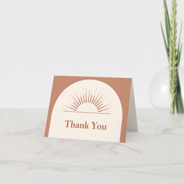 Modern Minimalist Boho Arch Sunshine Baby Shower Thank You Card