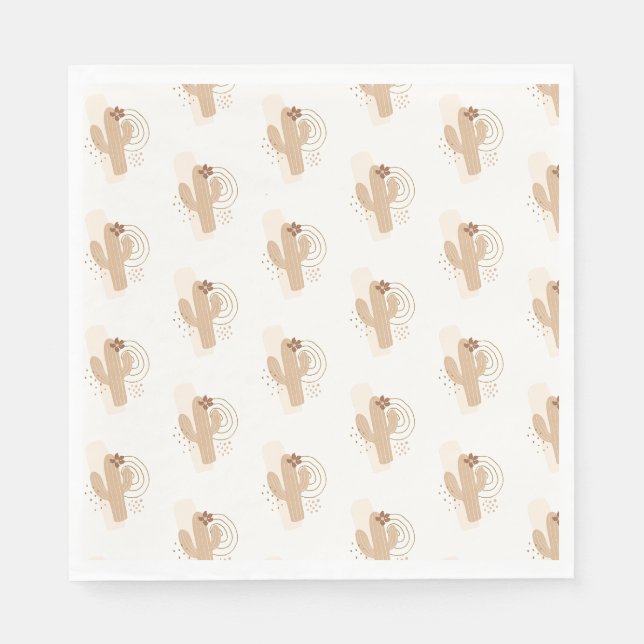 Modern Minimalist Boho Desert Cactus Baby Shower Napkin (Front)