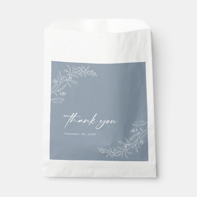 Modern Minimalist Boho Dusty Blue  Wedding Favour Bag (Front)