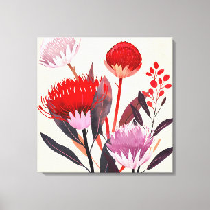 Modern Minimalist Boho Floral Botanical Canvas Print