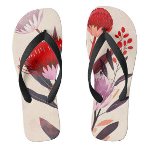 Modern Minimalist Boho Floral Botanical Flip Flops