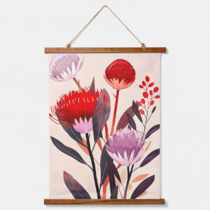 Modern Minimalist Boho Floral Botanical Hanging Tapestry