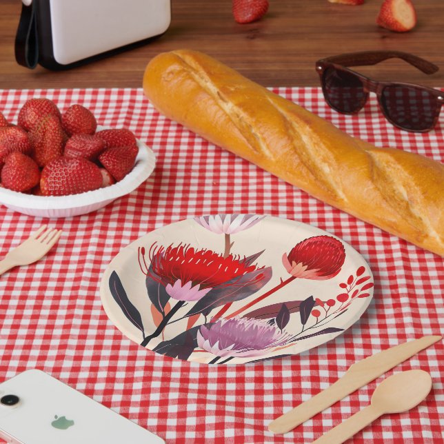 Modern Minimalist Boho Floral Botanical Paper Plate (Picnic)