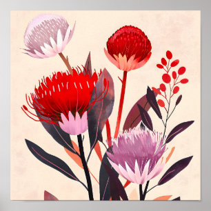 Modern Minimalist Boho Floral Botanical Poster