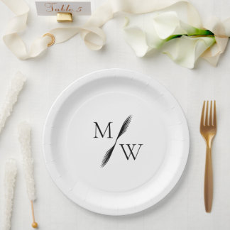 Modern Minimalist Boho Monogram Wedding  Paper Plate