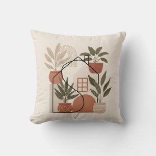 Modern Minimalist Boho Potted Plant Home Throw Pillow