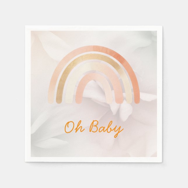 Modern Minimalist Boho Rainbow Baby Shower Napkin (Front)