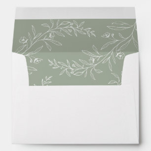 Modern Minimalist Boho Sage Green Wedding Envelope
