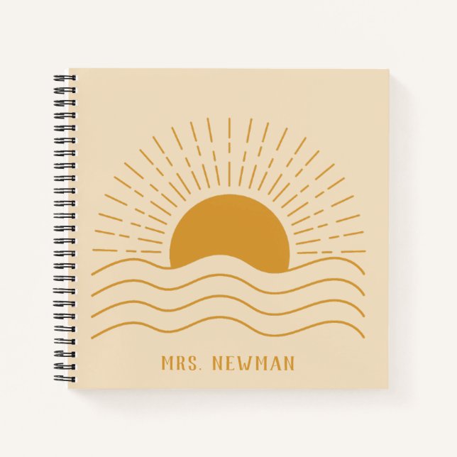 Modern Minimalist Boho Sun Teacher Appreciation  Notebook (Front)