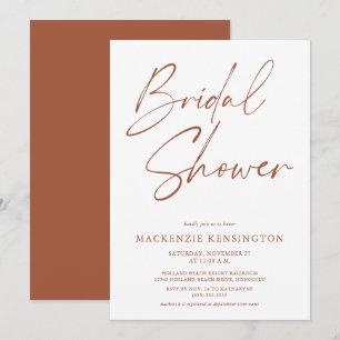 Modern Minimalist Boho Terracotta Bridal Shower Invitation